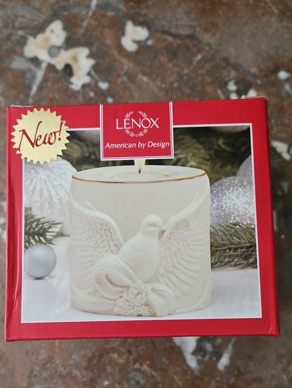 NWT Lenox Radient Light Dove Votive Candle Porcelain Bisque